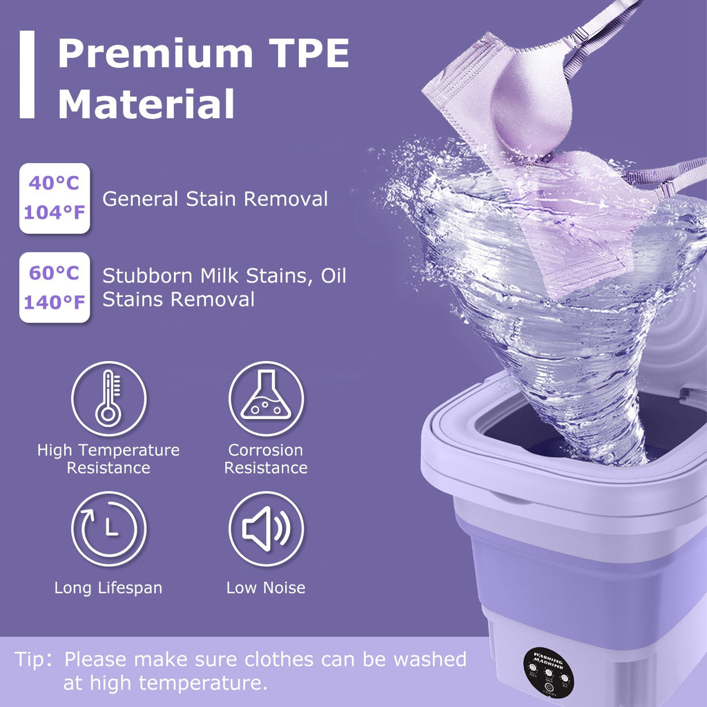 1Pc Portable Washing Machine Foldable Laundry Machine With Detachable Drain Basket 3 Modes Electric Clothes Washer For Underwear Socks Towels Baby Clothes