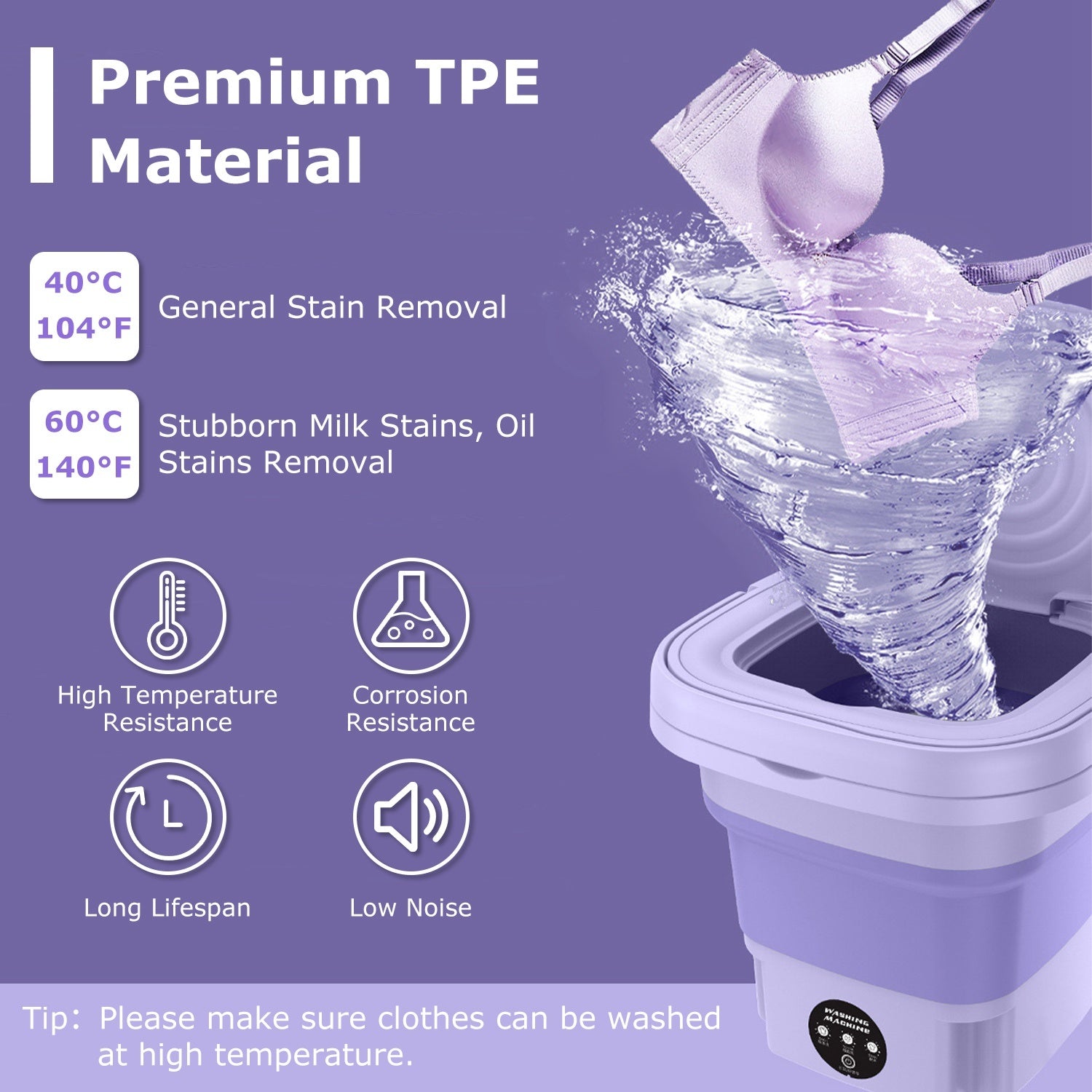 1Pc Portable Washing Machine Foldable Laundry Machine With Detachable Drain Basket 3 Modes Electric Clothes Washer For Underwear Socks Towels Baby Clothes