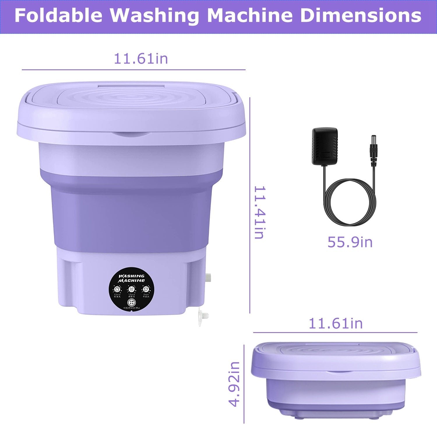 1Pc Portable Washing Machine Foldable Laundry Machine With Detachable Drain Basket 3 Modes Electric Clothes Washer For Underwear Socks Towels Baby Clothes