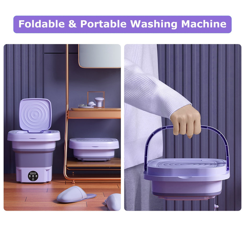 1Pc Portable Washing Machine Foldable Laundry Machine With Detachable Drain Basket 3 Modes Electric Clothes Washer For Underwear Socks Towels Baby Clothes